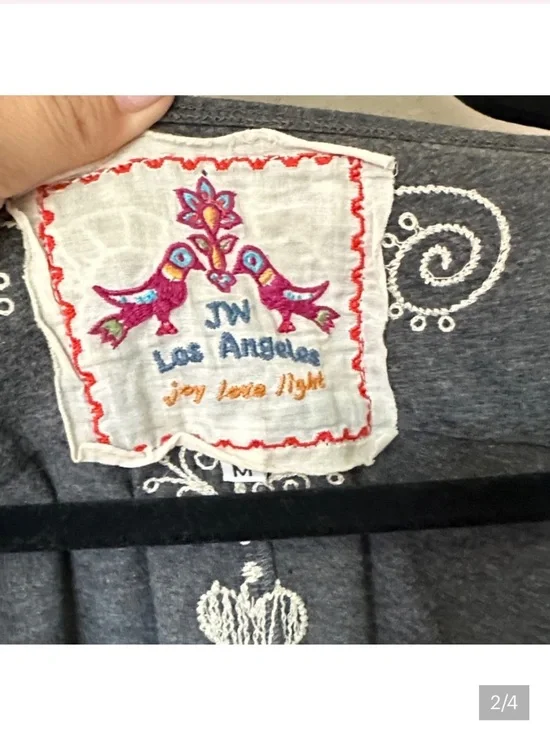 Johnny Was Dark Gray Long Sleeve Embroidered Tunic Dress - Picture 2 of 4